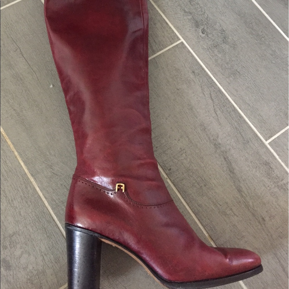 Salvatore Ferragamo Burgundy Heeled Boots